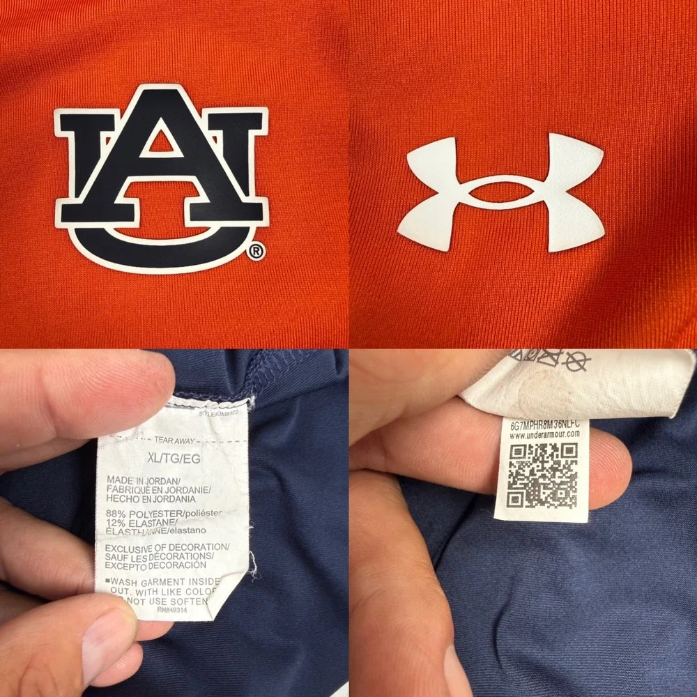 Under Armour Auburn Tigers Colorblock Polo Shirt Mens XL Orange Navy HeatGear - Picture 5 of 8